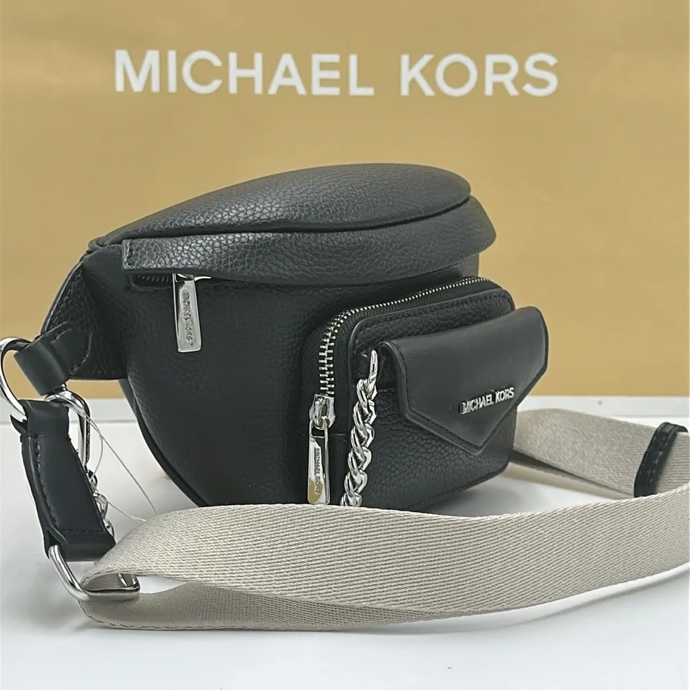 Michael Kors Maisie 2 In 1 Small Leather Waist pack Fanny pack Bag (Black) MK - Picture 6 of 16